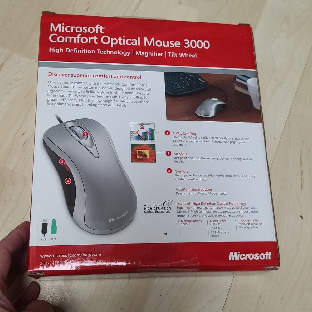 Microsoft Red Optical Mouse 3000 - Picture 3 of 4